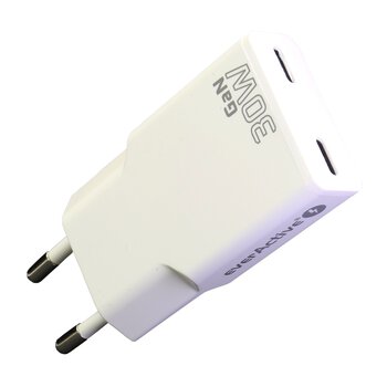 everActive GaN SUPER SLIM SC-385Q wall charger with two USB-C PD 30W sockets