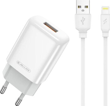 JELLICO 2.4A 12W Wall Charger 1x USB + Lightning/iPhone Cable