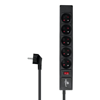 DPM Protective Strip with Switch - 5 Sockets 3M Black DPM Protective Strip with Switch - 5 Sockets 3M Black