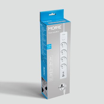 MORRE M406 power strip – 4 sockets, USB-A 12W, 2x USB-C 12W, 1.5 m