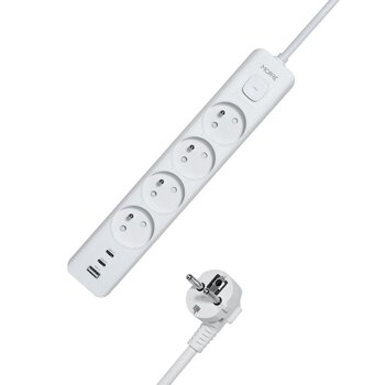 MORRE M406 power strip – 4 sockets, USB-A 12W, 2x USB-C 12W, 1.5 m