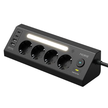 MORRE M411 power strip – 4 AC sockets, 2xUSB-C 15W, 2xUSB-A 12W, 2m