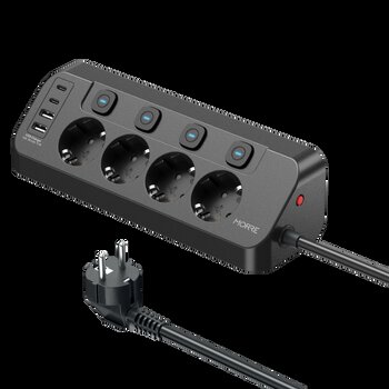Corner strip MORRE 2m M412 - 4 AC sockets, 2xUSB-C, 2xUSB-A 15W