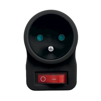 1-socket splitter with grounding and switch DPM black
