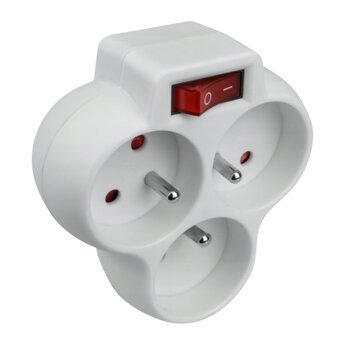 3-socket splitter with grounding and switch DPM white