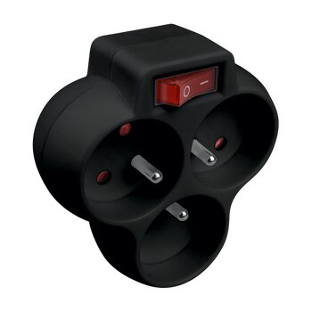3-socket splitter with grounding and switch DPM black 3-socket splitter with grounding and switch DPM black
