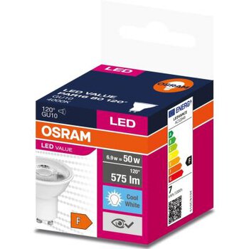 OSRAM GU10 LED Bulb 6.9W LED VALUE Natural 4000k (120 degree beam angle)