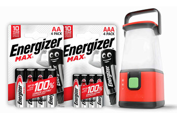 Energizer MAX Kit - 240pcs LR6 / AA, 240pcs LR03 / AAA + Energizer 360° USB Camping Flashlight 500 Lumens