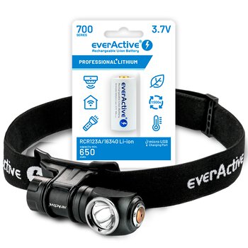 SET everActive LED flashlight FL-55R Dripple + everActive 16340 battery 3.7V Li-ion 700mAh micro USB