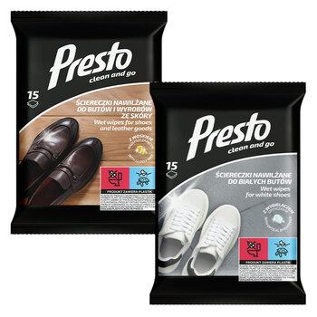 Presto Leather Shoe Cloths Set 15 pcs + White Shoe Cloths 15 pcs