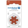 6 x everActive ULTRASONIC 312 Hearing Aid Batteries