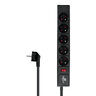 DPM protective strip with circuit breaker - 5 sockets 1.5M black DPM protective strip with circuit breaker - 5 sockets 1.5M black